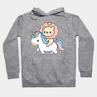 funny Lion ride unicorn Hoodie